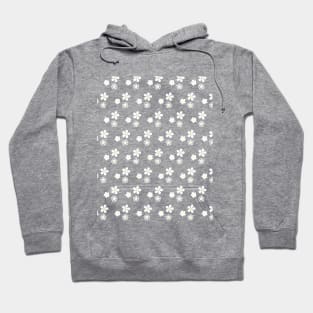 Simple and Delicate White Flowers Pattern | Light Blue background Hoodie